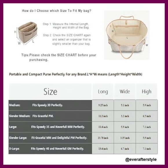 Felt Purse Organizer Insert Zipper Tote Shaper Speedy Neverfull Fit - Picture 7 of 8